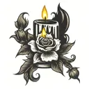 candle and flowers tattoo design idea