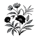 Minimalist silhouette of birth flowers for February, March, May, August, and September. tattoo design idea