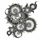bold masculine Mandelbrot set as cycle of death and rebirth  tattoo design idea