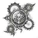 bold masculine Mandelbrot set as cycle of death and rebirth  tattoo design idea