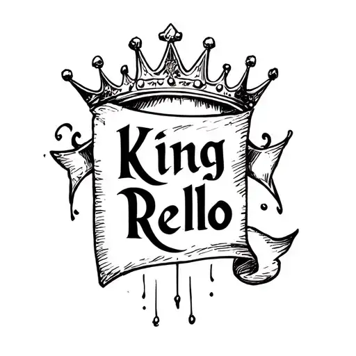 "King Rello" crown and a banner tattoo design idea
