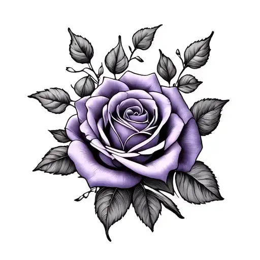 purple rose vine tattoo design idea