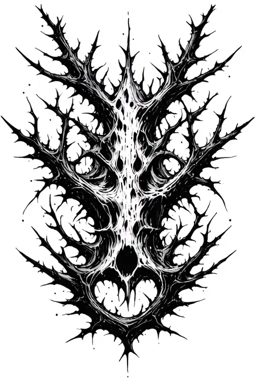 Raw Blackwork Chaotic Bold Strokes Flow Brutalist Dark Abstract Lettering Thorns Expressive Anatomical Horror tattoo design idea
