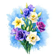 gladiolus, daffodil, rose, sweet pea family birth flower bouquet tattoo design idea