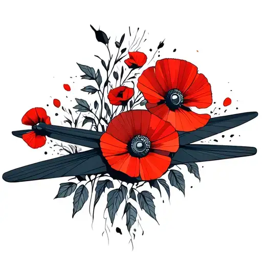 Lancaster bomber dropping poppies tattoo design idea