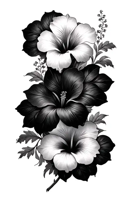 mandela style mixed hibiscus flowers intertwined tattoo design idea