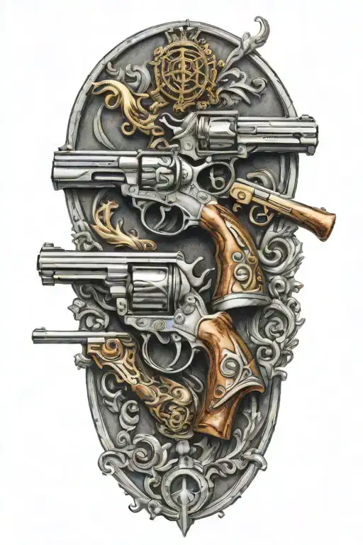 libertarianism flintlock pistols tattoo design idea