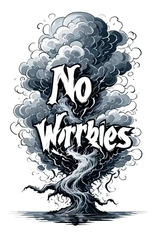 thunder storm and "No worries" tattoo design idea
