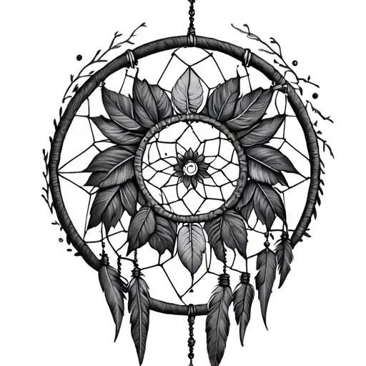 dream catcher with phoniex rising tattoo design idea