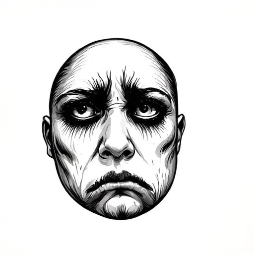 sad face tattoo design idea