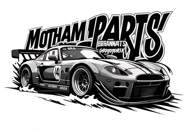 "Branham Motorsports" race car drifting tattoo design idea