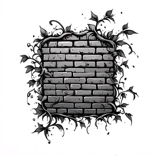 graffiti brick wall wrapped in vine tattoo design idea