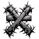 cross intertwined with a crown of thorns tattoo design idea
