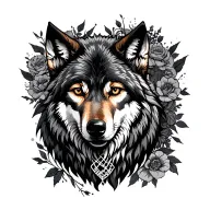wolf with macrame tattoo design idea