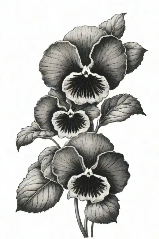 a couple of pansies with long stems entertwined tattoo design idea