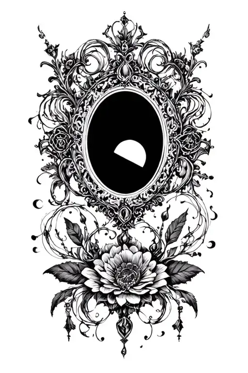 goth victorian styl mirror tattoo design idea
