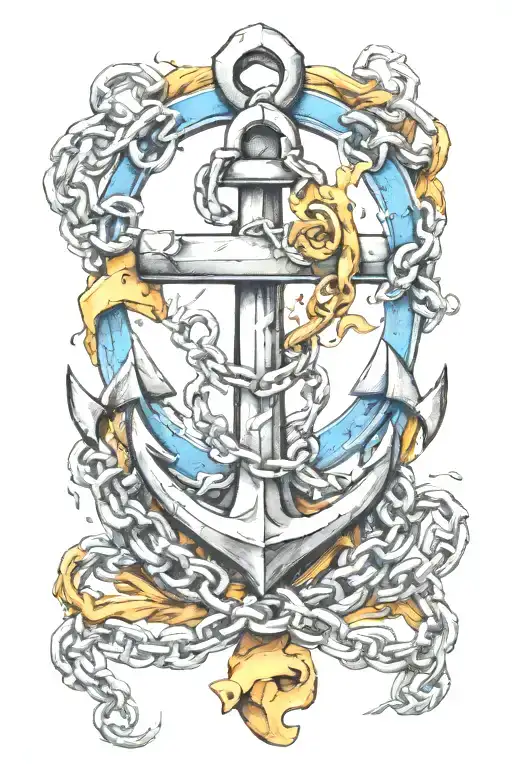 anchor and broken chains breaking free from chains tattoo design idea