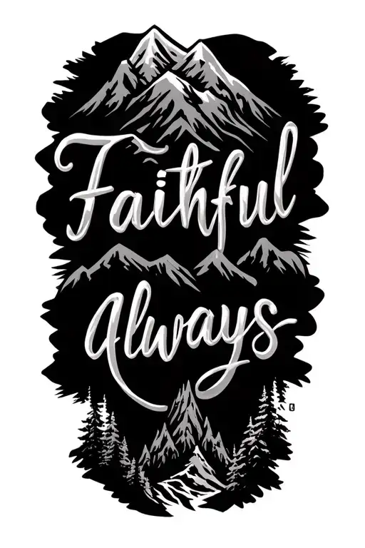 "Faithful always" Mountain Peak tattoo design idea