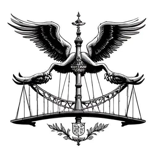 Balance with the La Giralda center and the arms of the balance as the Triana bridge tattoo design idea