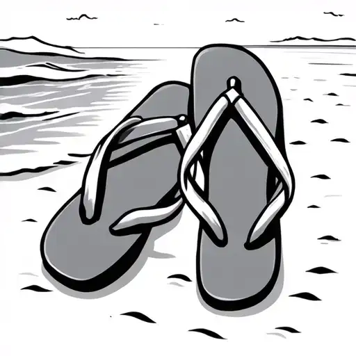 flip flops on the beach tattoo design idea