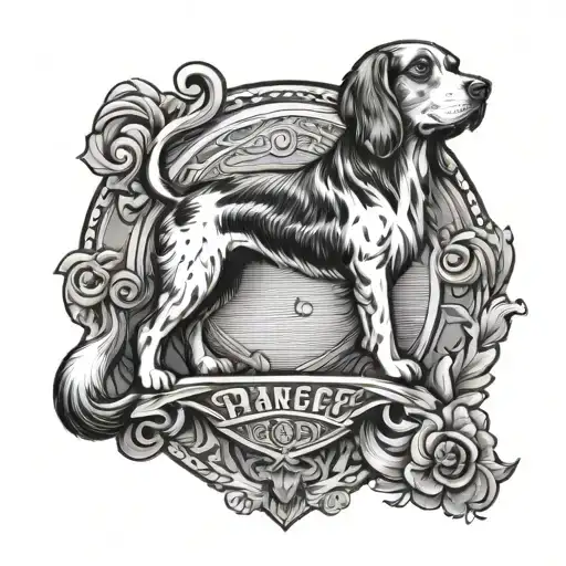 Portuguese crest with a beagle merged tattoo design idea