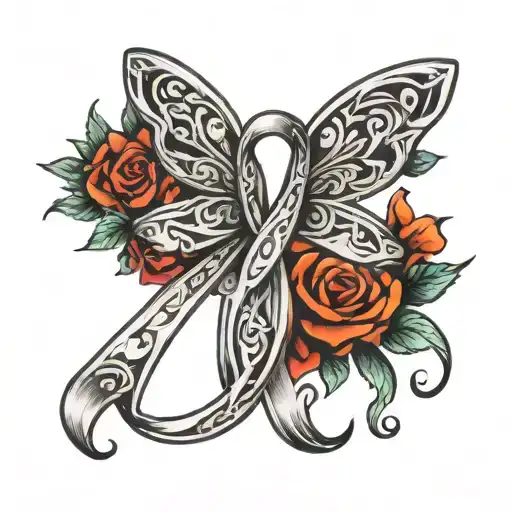 awareness ribbon tattoo abdomen tattoo design idea