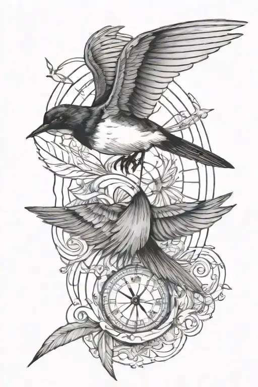 travel swallow tattoo design idea