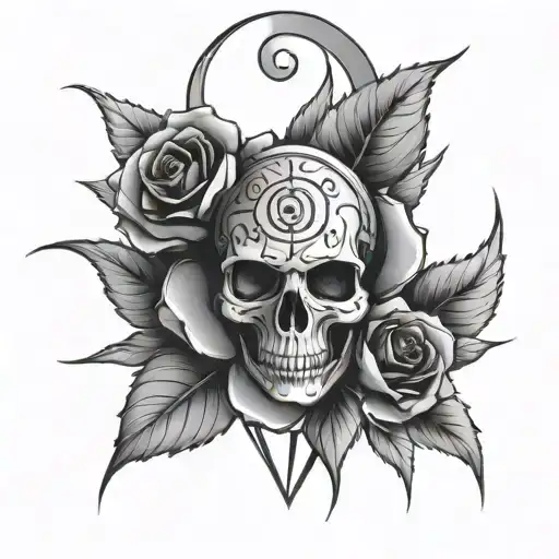 cyber sigilism with roses tattoo design idea