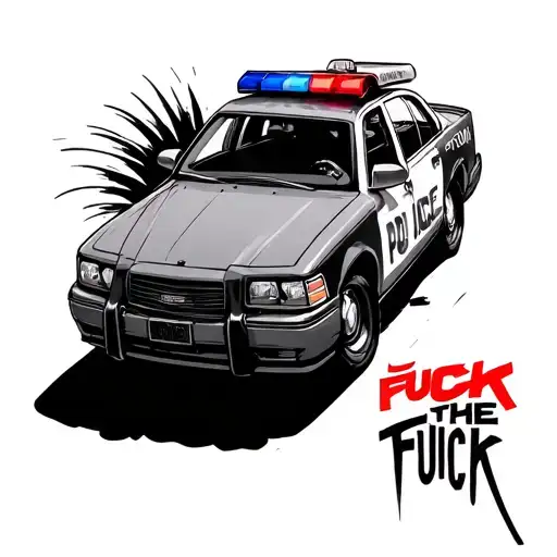 fuck the police car tattoo design idea