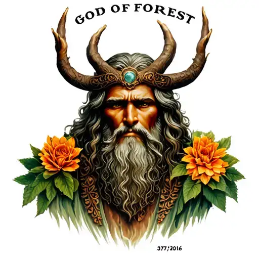 "03072016" god of forrest themed half sleeve tattoo design idea