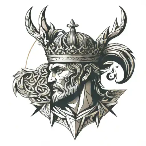 Gods envy us. Achilles face with a crown tattoo design idea