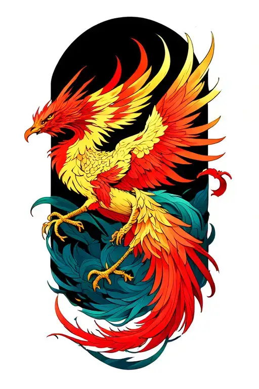 Phoenix with tail wrapping around the arm tattoo design idea