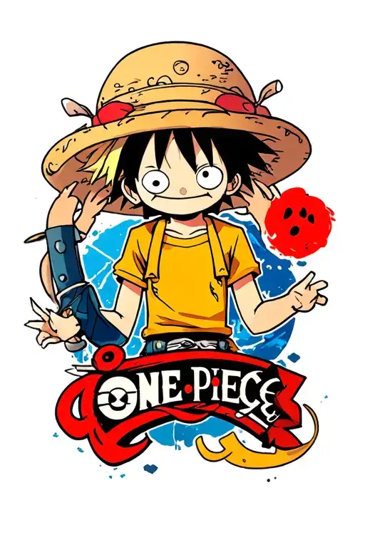 one piece anime icons and logos incorporated tattoo design idea