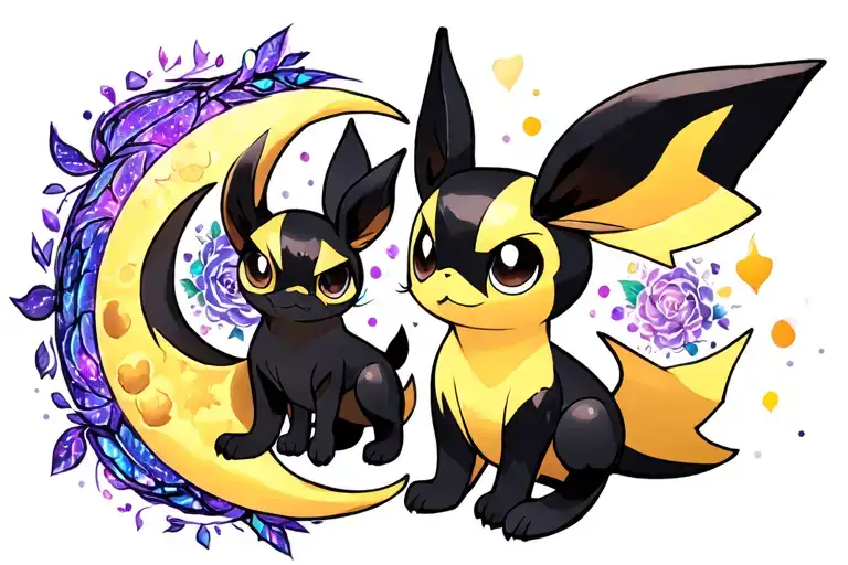 Umbreon Shiny in a Moon tattoo design idea