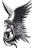 Valkyrie wings intertwined tattoo design idea