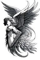Valkyrie wings intertwined tattoo design idea