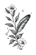 a drawn verse, a feather, a pearl and a flower all intertwined tattoo design idea