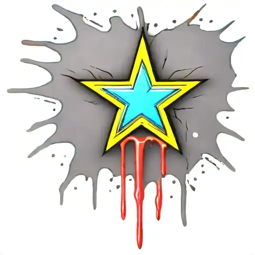 star that has been sprayed and the paint is dripping off tattoo design idea