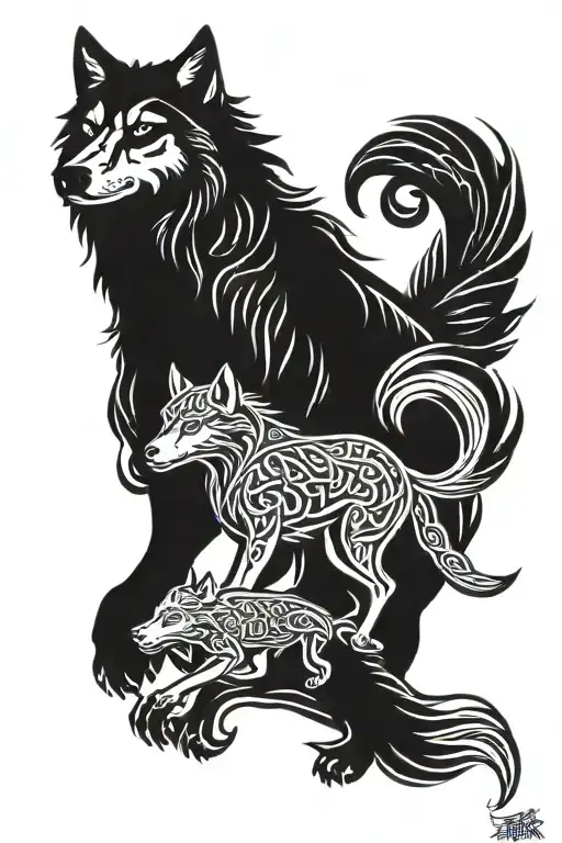 dark horse, wolf, airborne Celtic fire iraq tattoo design idea