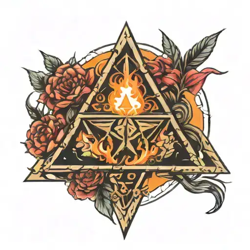 tri-force of power with embers and rye tattoo design idea
