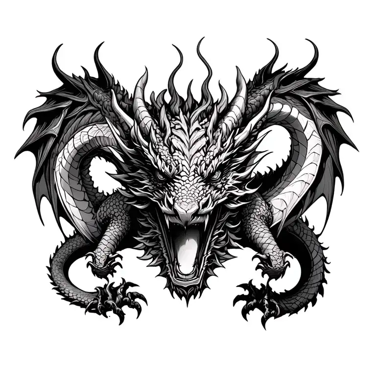 3 Headed Dragon tattoo design idea