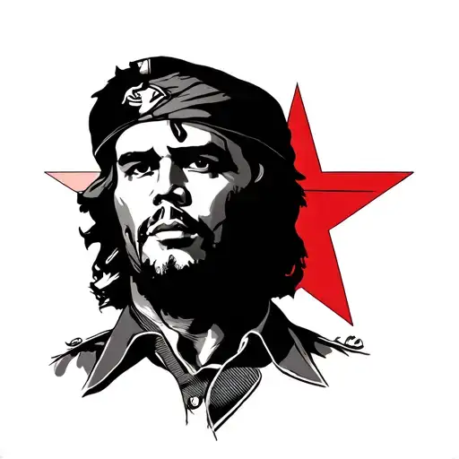 che guevara with red star  tattoo design idea