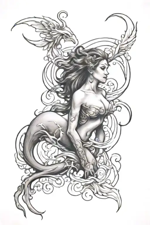 Aquarius and cancer tattoo design idea