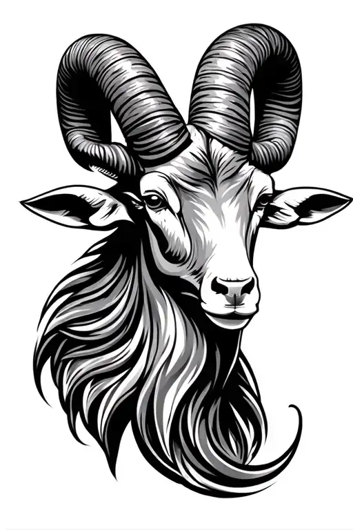 Aries and AstrologyStylized and symmetrical Ram head A design with horns that follows the curve under the breasts tattoo design idea