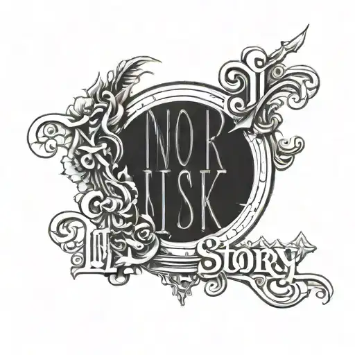no risk no story gangster letters tattoo design idea