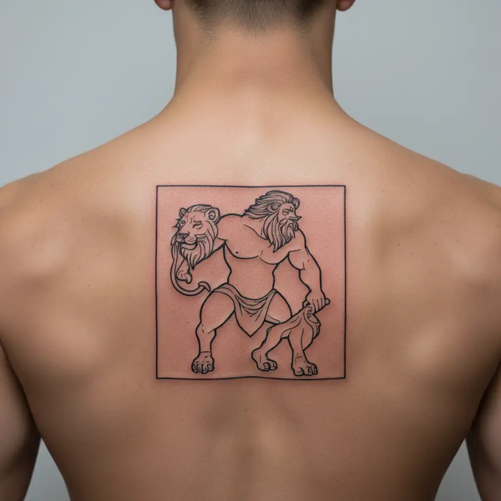 hercules with lion tattoo design idea
