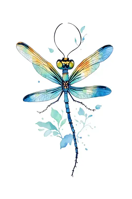 dragon fly and simicoln  tattoo design idea