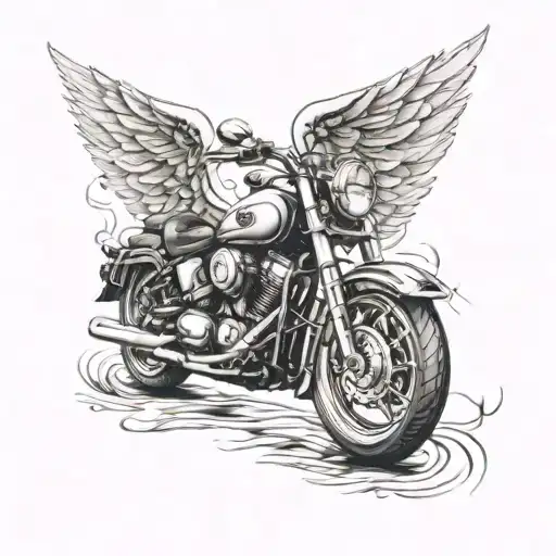 motorcycle angel wings tattoo design idea