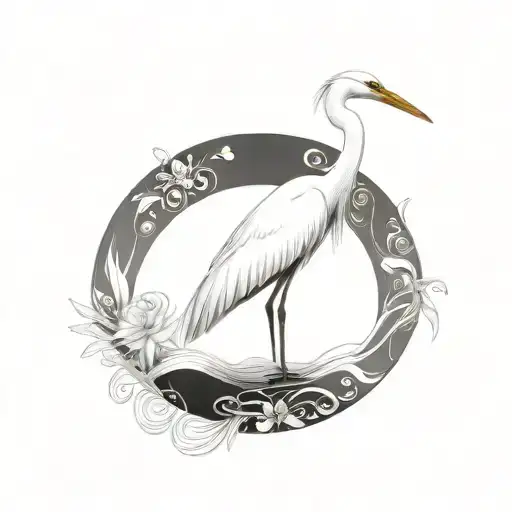 cover up egret tattoo design idea