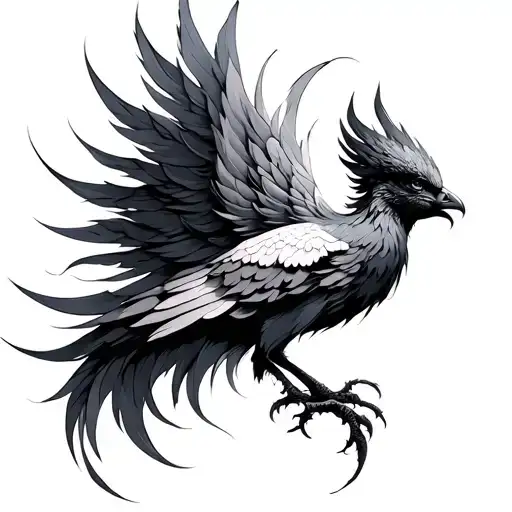 Feminine Phoenix tattoo design idea